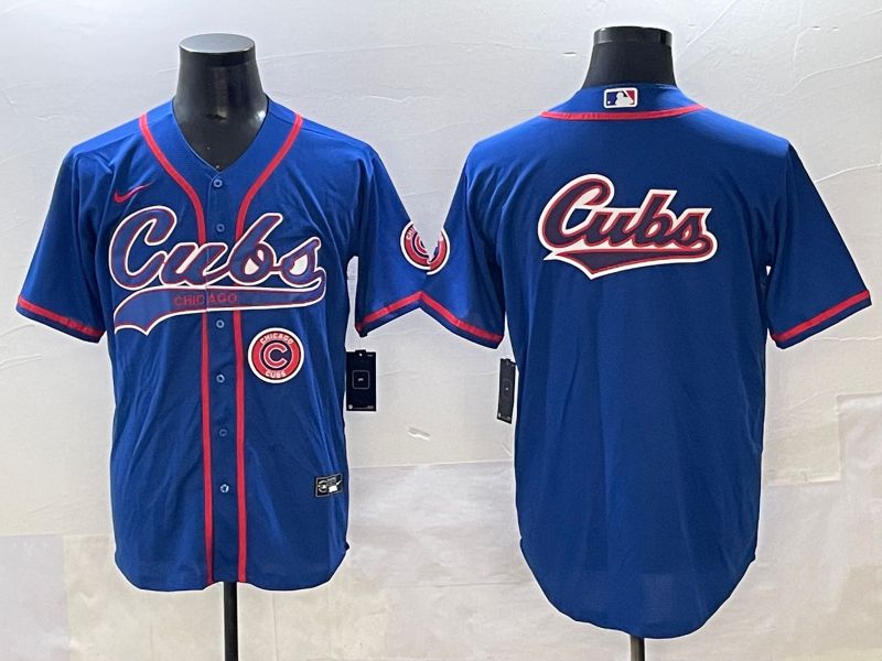 Men 2025 Chicago Cubs Blank Blue Joint Name Nike MLB Jersey style 6